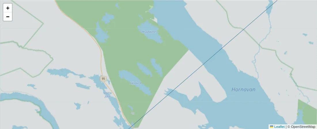 Karta över postnummerområdet  och angränsande postnummer i Sverige