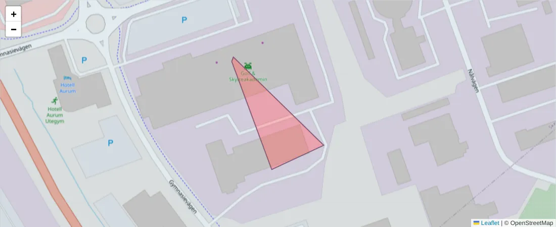 Karta över postnummerområdet  och angränsande postnummer i Sverige