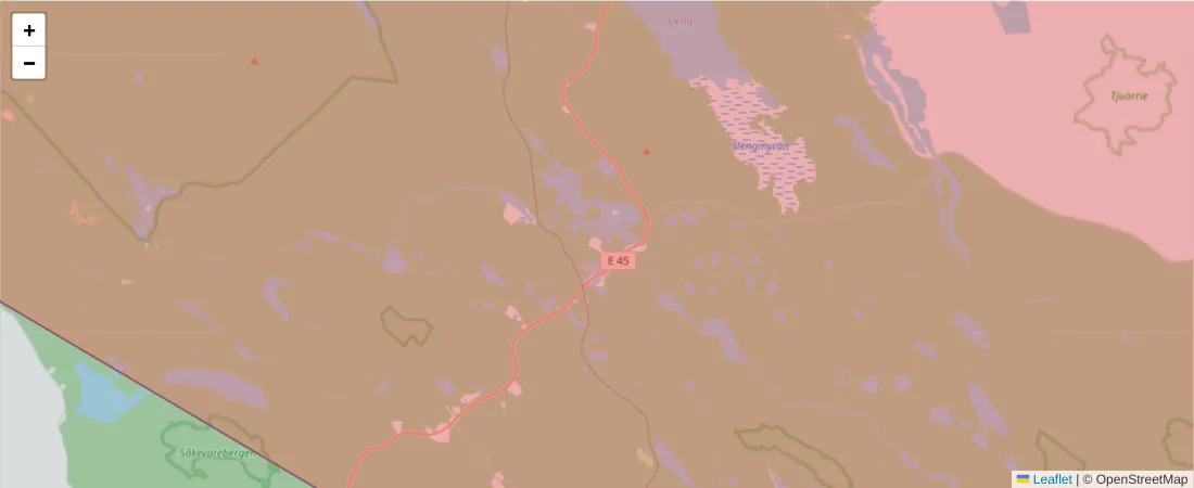 Karta över postnummerområdet  och angränsande postnummer i Sverige