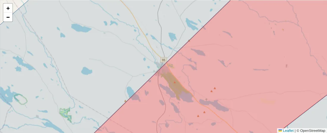 Karta över postnummerområdet  och angränsande postnummer i Sverige