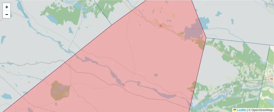 Karta över postnummerområdet  och angränsande postnummer i Sverige