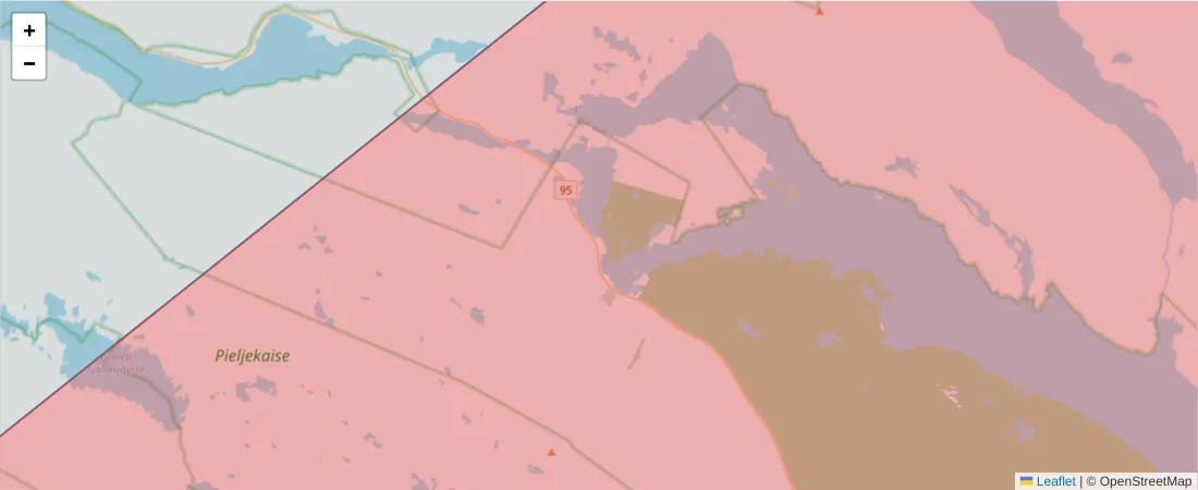 Karta över postnummerområdet  och angränsande postnummer i Sverige
