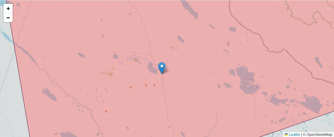 Karta över postnummerområdet  och angränsande postnummer i Sverige