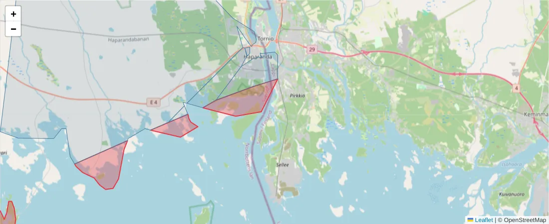 Karta över postnummerområdet  och angränsande postnummer i Sverige