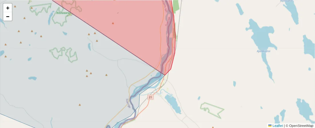 Karta över postnummerområdet  och angränsande postnummer i Sverige