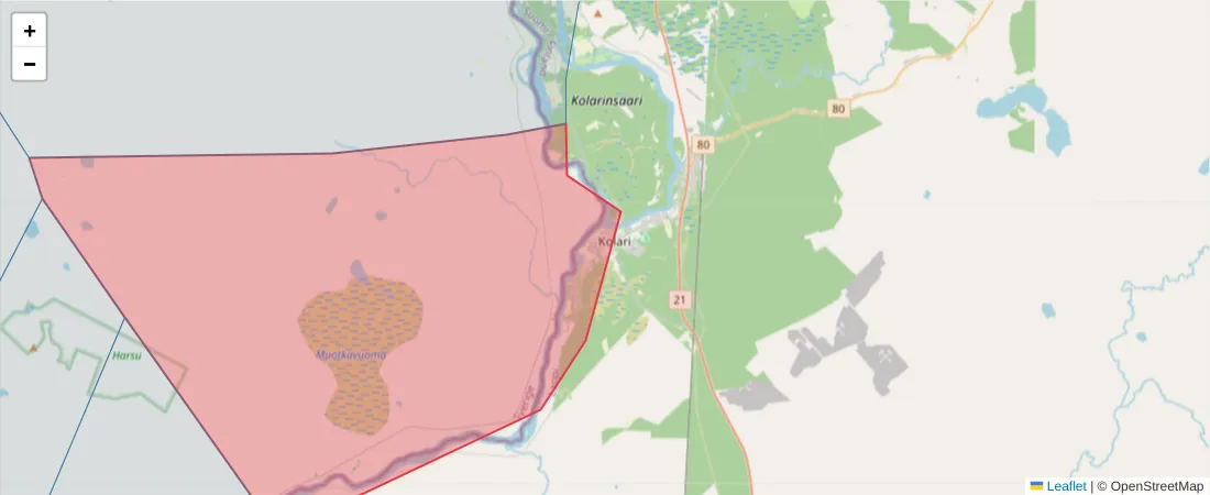 Karta över postnummerområdet  och angränsande postnummer i Sverige