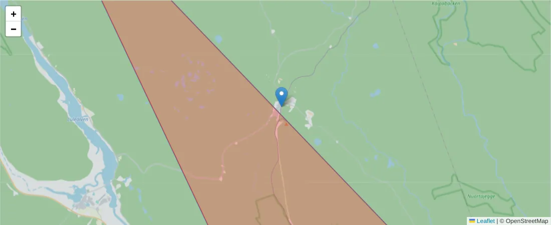Karta över postnummerområdet  och angränsande postnummer i Sverige