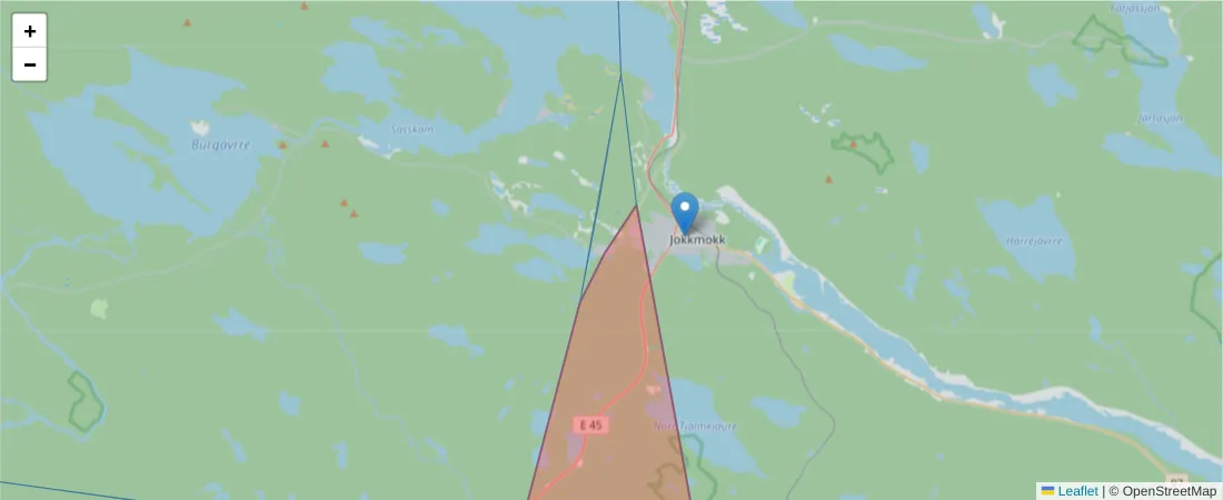 Karta över postnummerområdet  och angränsande postnummer i Sverige
