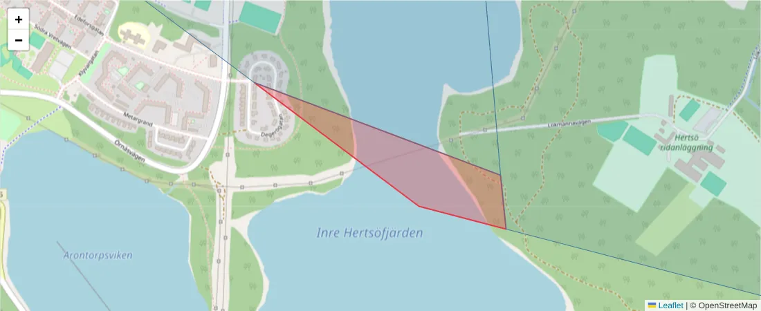 Karta över postnummerområdet  och angränsande postnummer i Sverige