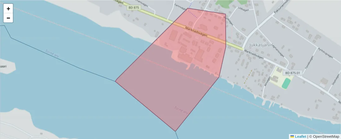 Karta över postnummerområdet  och angränsande postnummer i Sverige