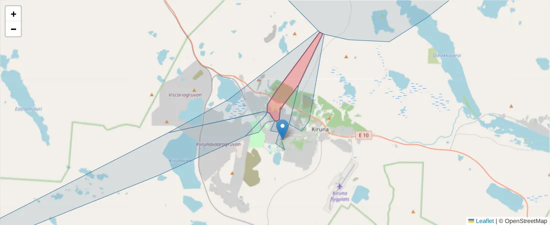 Karta över postnummerområdet  och angränsande postnummer i Sverige