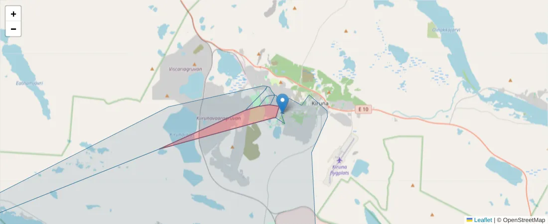 Karta över postnummerområdet  och angränsande postnummer i Sverige