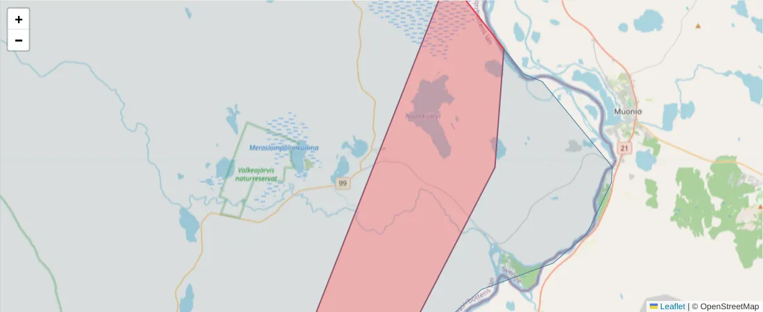 Karta över postnummerområdet  och angränsande postnummer i Sverige